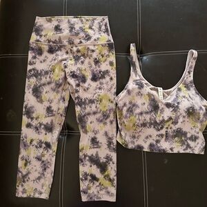 Lululemon NWOT bra top with cups size 12 and capri pants size 8. Can separate.
